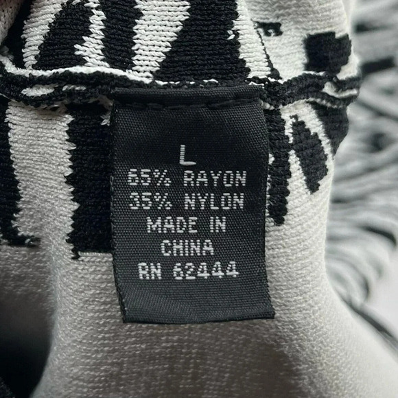 Artelier Nicole Miller Dress Women's Sz L Black Patterned Bodycon Sccop Neck - Picture 11 of 13